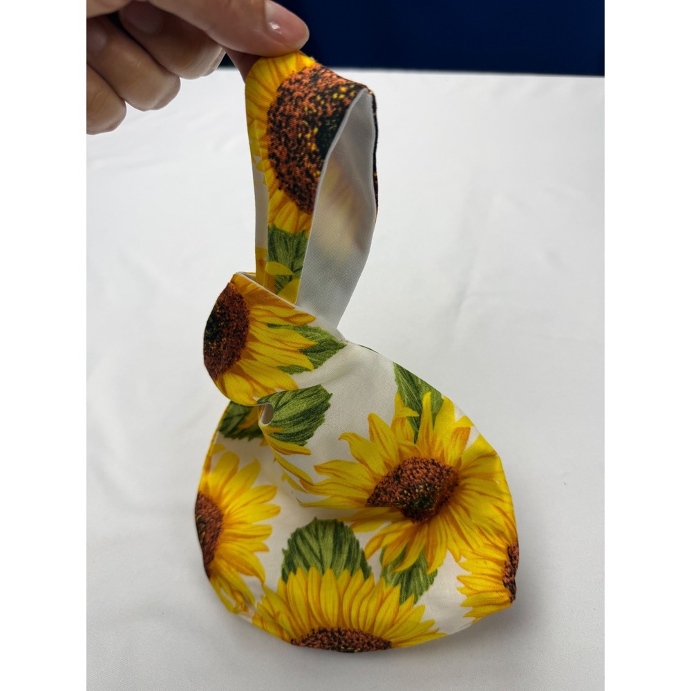 Handmade Sunflower Japanese Knot Bag Floral Wristlet Mini Tote Summer Bag